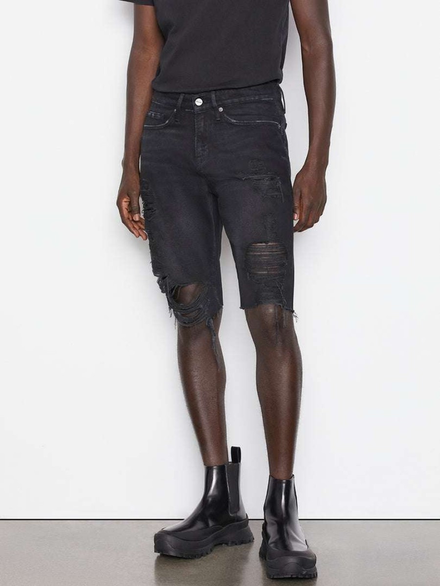 Men * | Cheap Frame-Denim L'Homme Relaxed Short — Black Tornado Destruct