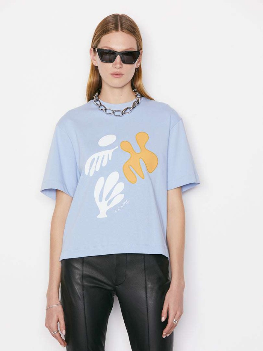 Women * | Outlet Frame-Denim Women Oversized Abstract Tee — Chambray Blue