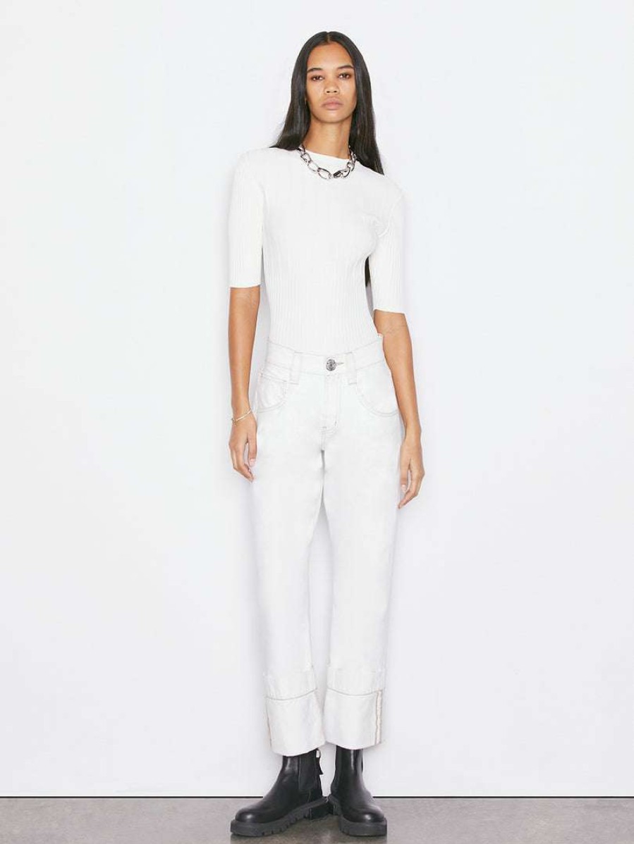 Women * | Deals Frame-Denim Mixed Rib Sweater — Women Off White