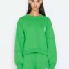 Women * | Best Pirce Frame-Denim Mixed Crew Sweatshirt — Grass Green