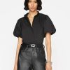 Women * | Promo Frame-Denim Women Pleated Puff Sleeve Top — Noir