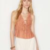 Women * | Buy Frame-Denim Cinched Crinkle Tank — Terracotta