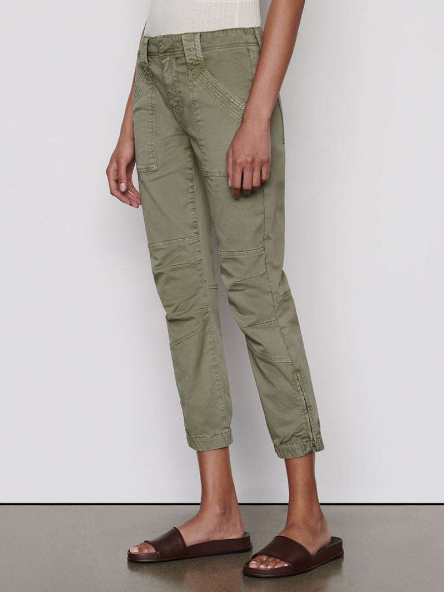 Women * | Promo Frame-Denim Women Banded Bottom Trapunto Moto Pant — Washed Aloe