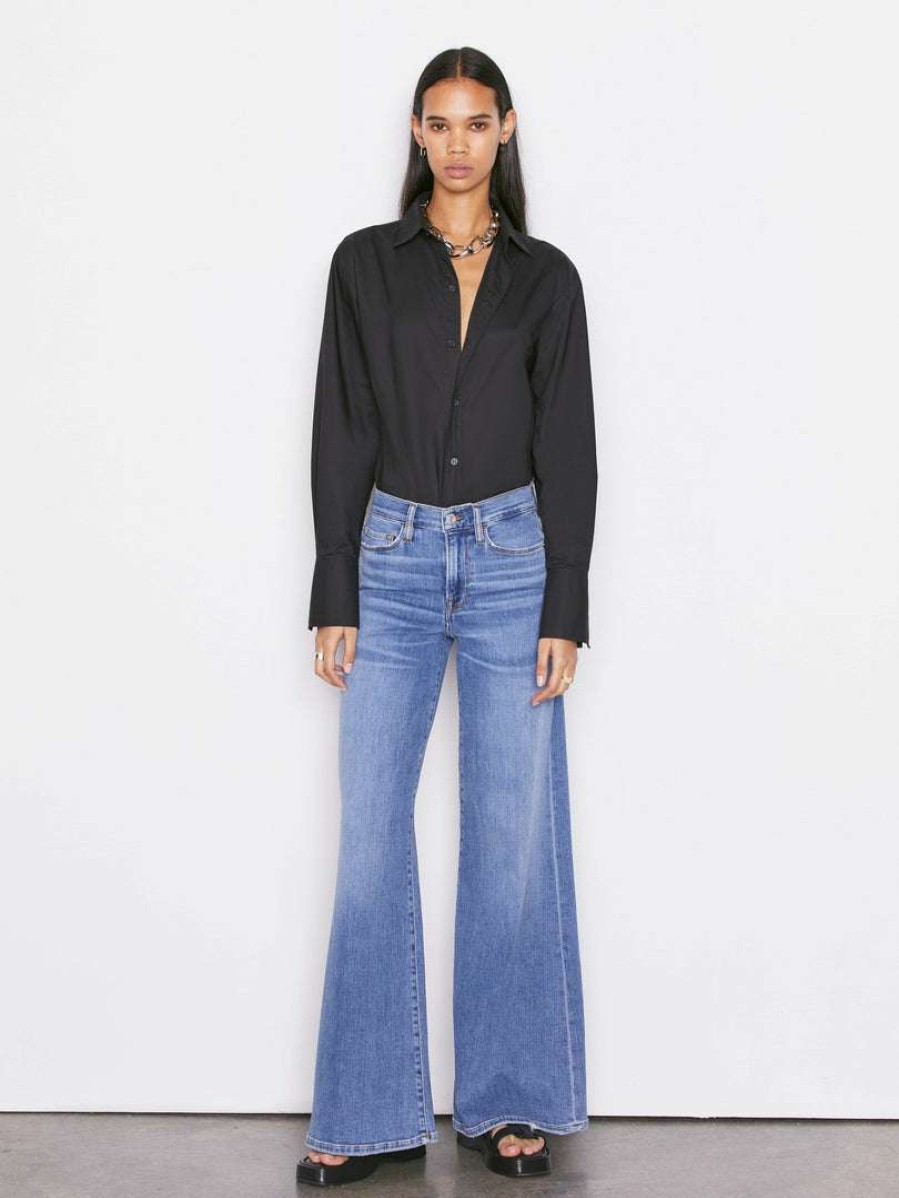 Women * | Cheapest Frame-Denim Women Ilona Oversized Shirt — Noir