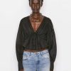 Women * | Outlet Frame-Denim Inset Lace Empire Blouse — Noir