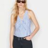 Women * | Promo Frame-Denim Women Cinched Crinkle Tank — Chambray Blue