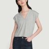 Women * | Cheapest Frame-Denim Le High Rise V Neck Tee — Gris Heather