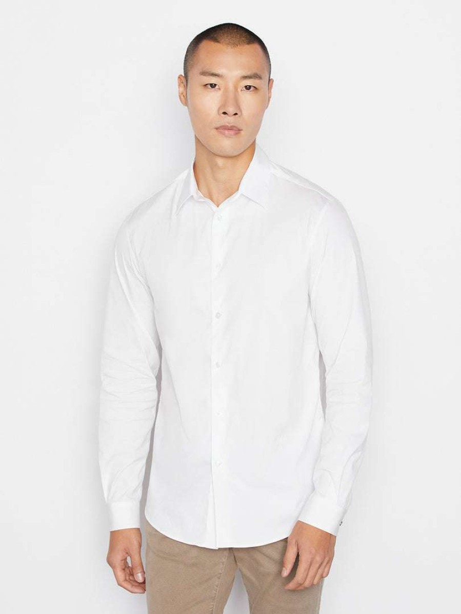 Men * | Hot Sale Frame-Denim Stretch Poplin Shirt — Men Blanc