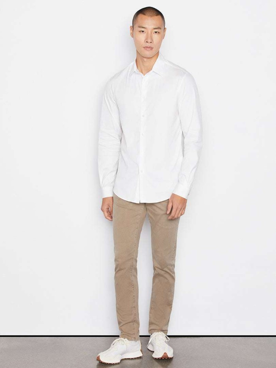 Men * | Hot Sale Frame-Denim Stretch Poplin Shirt — Men Blanc