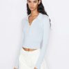 Women * | Deals Frame-Denim Shrunken Polo Sweater — Cloud Blue