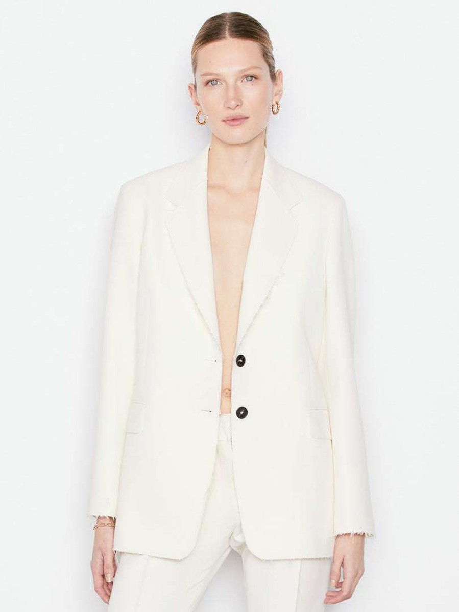 Women * | Discount Frame-Denim Women Oversized Raw Edge Blazer — Off White