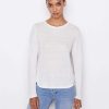 Women * | Promo Frame-Denim Easy Crew Long Sleeve — Women Blanc