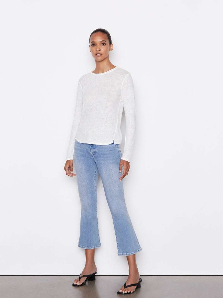 Women * | Promo Frame-Denim Easy Crew Long Sleeve — Women Blanc