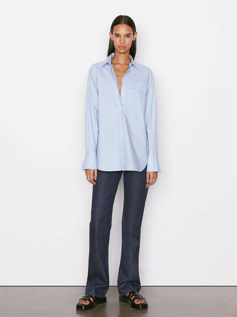 Women * | New Frame-Denim The Oversized Vacation Shirt — Chambray Blue