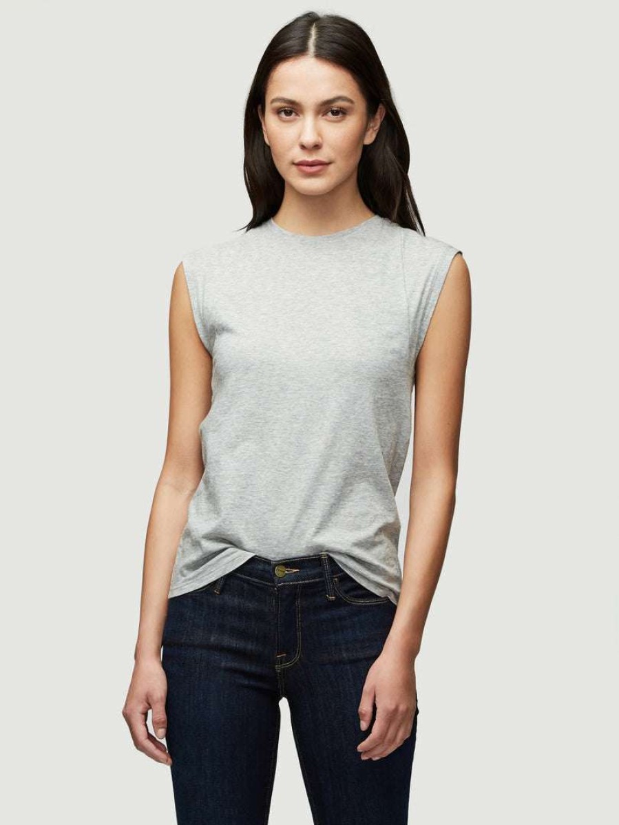 Women * | Brand New Frame-Denim Women Le Mid Rise Muscle Tee — Gris Heather