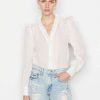 Women * | Cheap Frame-Denim Lauren Long Sleeve Top — Women Blanc