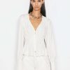 Women * | Flash Sale Frame-Denim Ruched V-Neck Blouse — Women Blanc