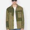 Men * | Cheapest Frame-Denim Tonal Patchwork Shirt — Men Rifle Green