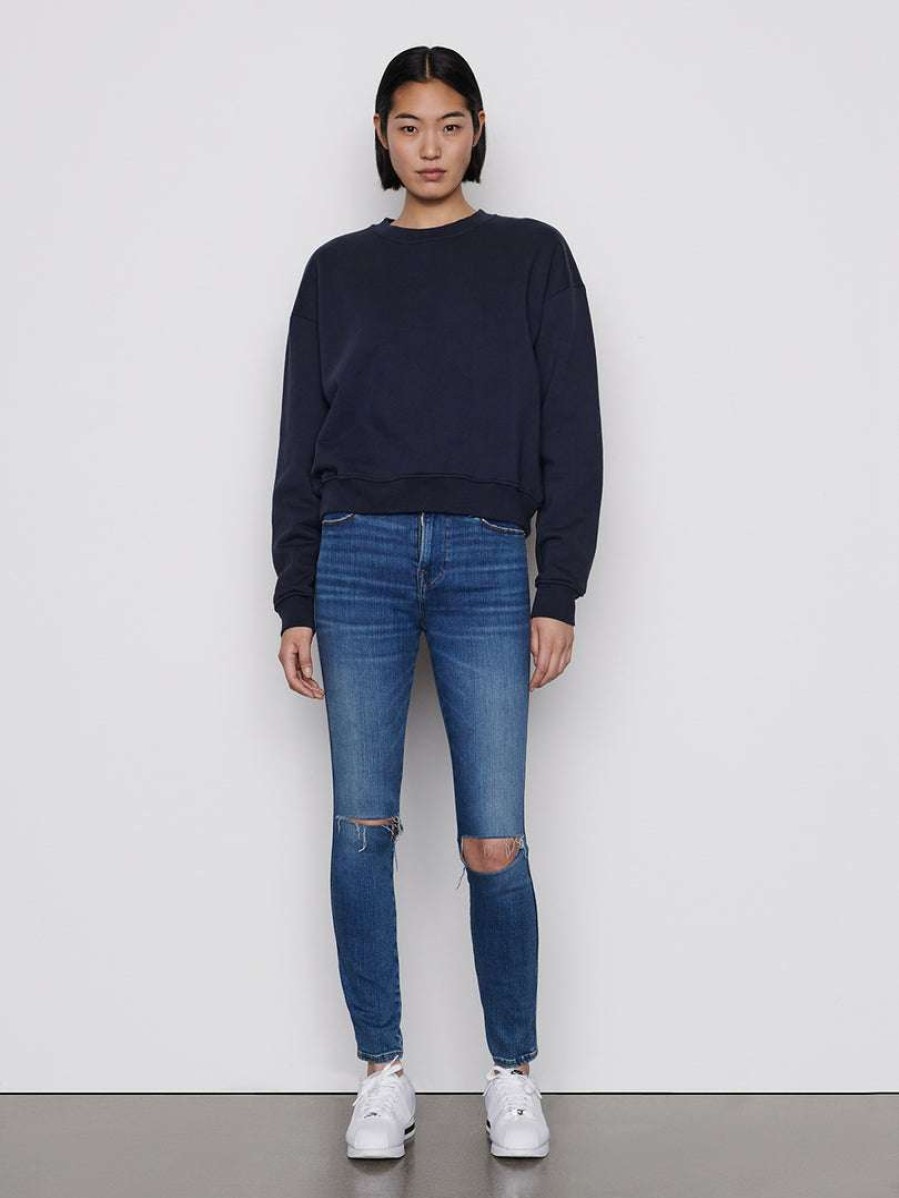 Women * | Flash Sale Frame-Denim Women Oversized Crew — Navy