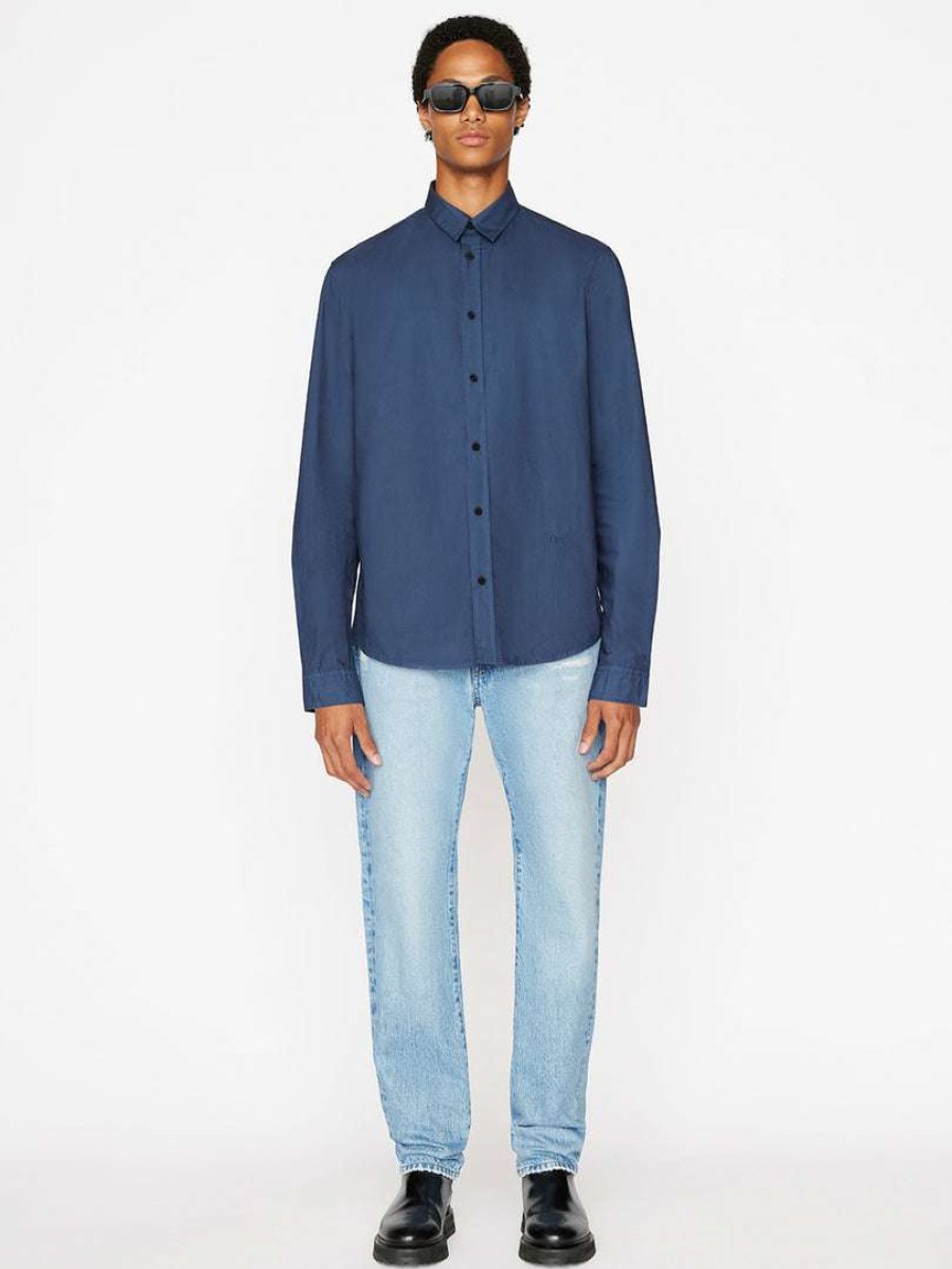 Men * | Budget Frame-Denim Classic Poplin Shirt — Men Dress Blue