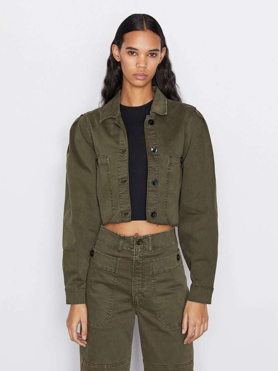 Women * | Cheap Frame-Denim Oversized Utility Jacket — Washed Fatigue