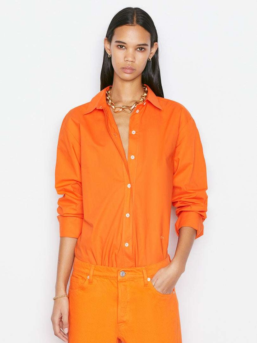 Women * | Coupon Frame-Denim The Oversized Shirt — Orange Crush