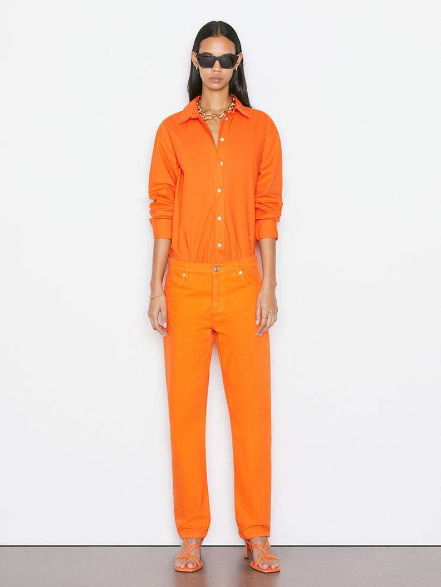 Women * | Coupon Frame-Denim The Oversized Shirt — Orange Crush