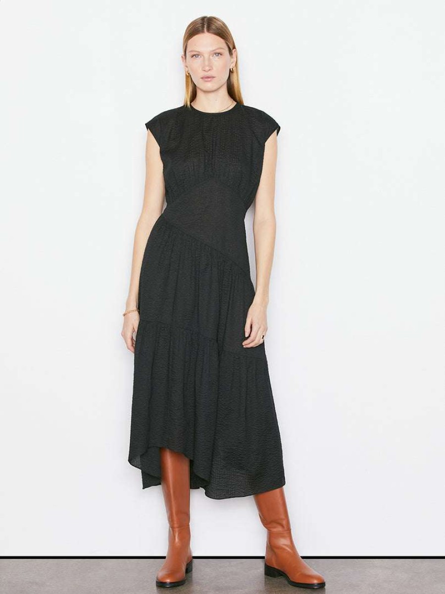 Women * | Hot Sale Frame-Denim Gathered Seam Dress — Noir