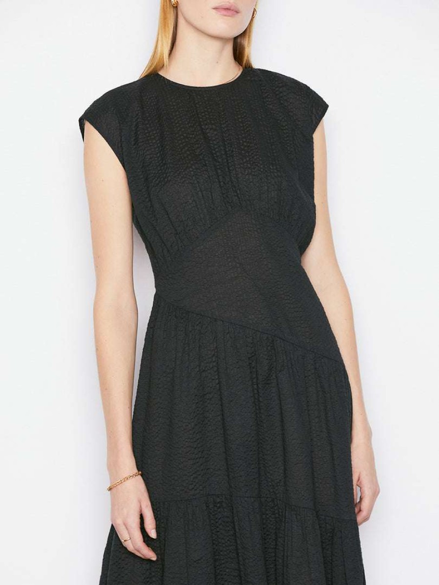 Women * | Hot Sale Frame-Denim Gathered Seam Dress — Noir