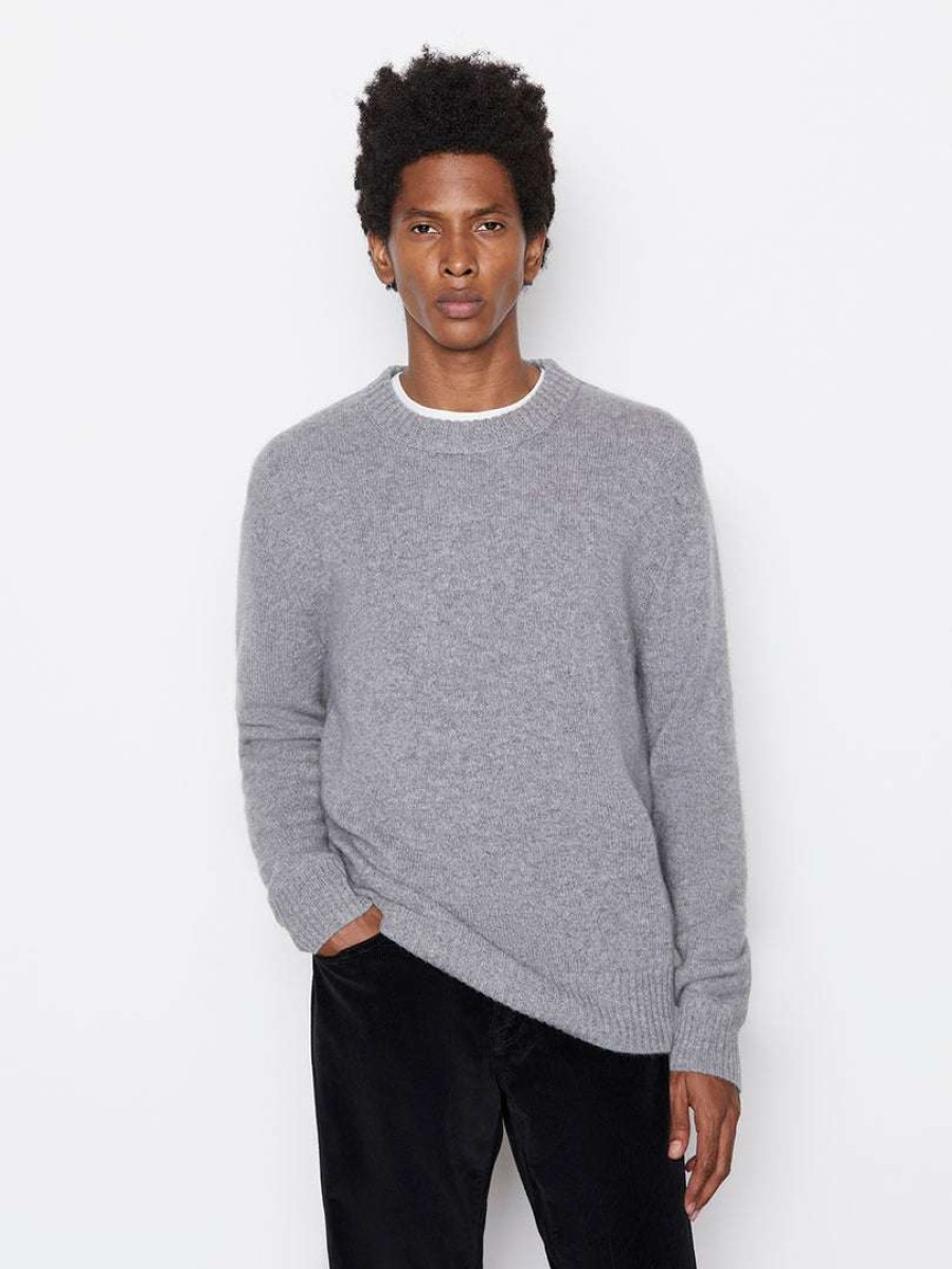 Men * | Buy Frame-Denim Men The Cashmere Crewneck Sweater — Gris