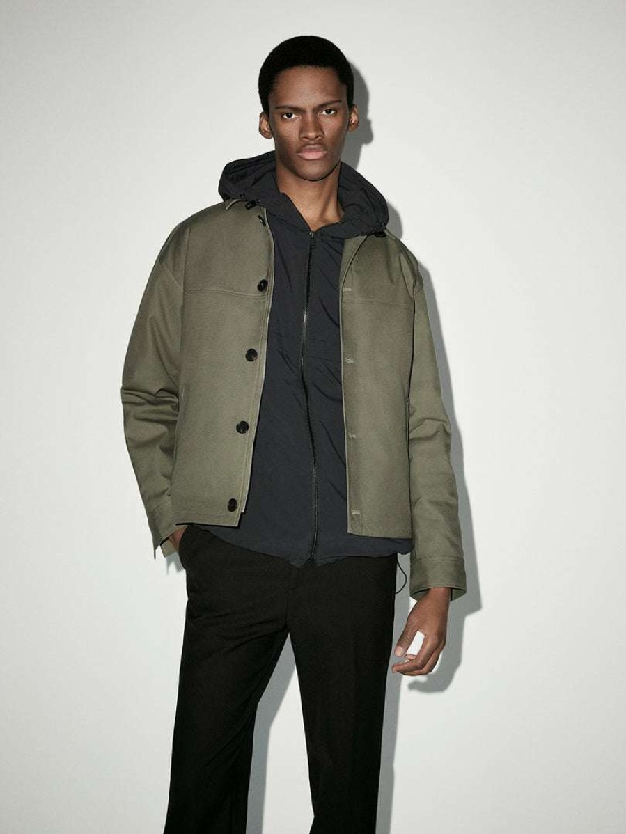 Men * | Best Reviews Of Frame-Denim The Twill Club Jacket — Khaki Green