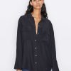 Women * | Brand New Frame-Denim Women Boyfriend Shirt — Noir