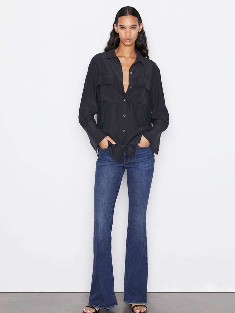 Women * | Brand New Frame-Denim Women Boyfriend Shirt — Noir