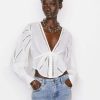 Women * | Coupon Frame-Denim Women Inset Lace Empire Blouse — Blanc