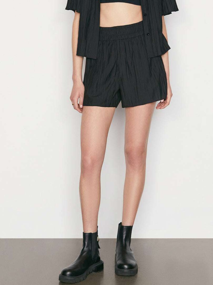 Women * | Best Sale Frame-Denim Pleated Short — Noir