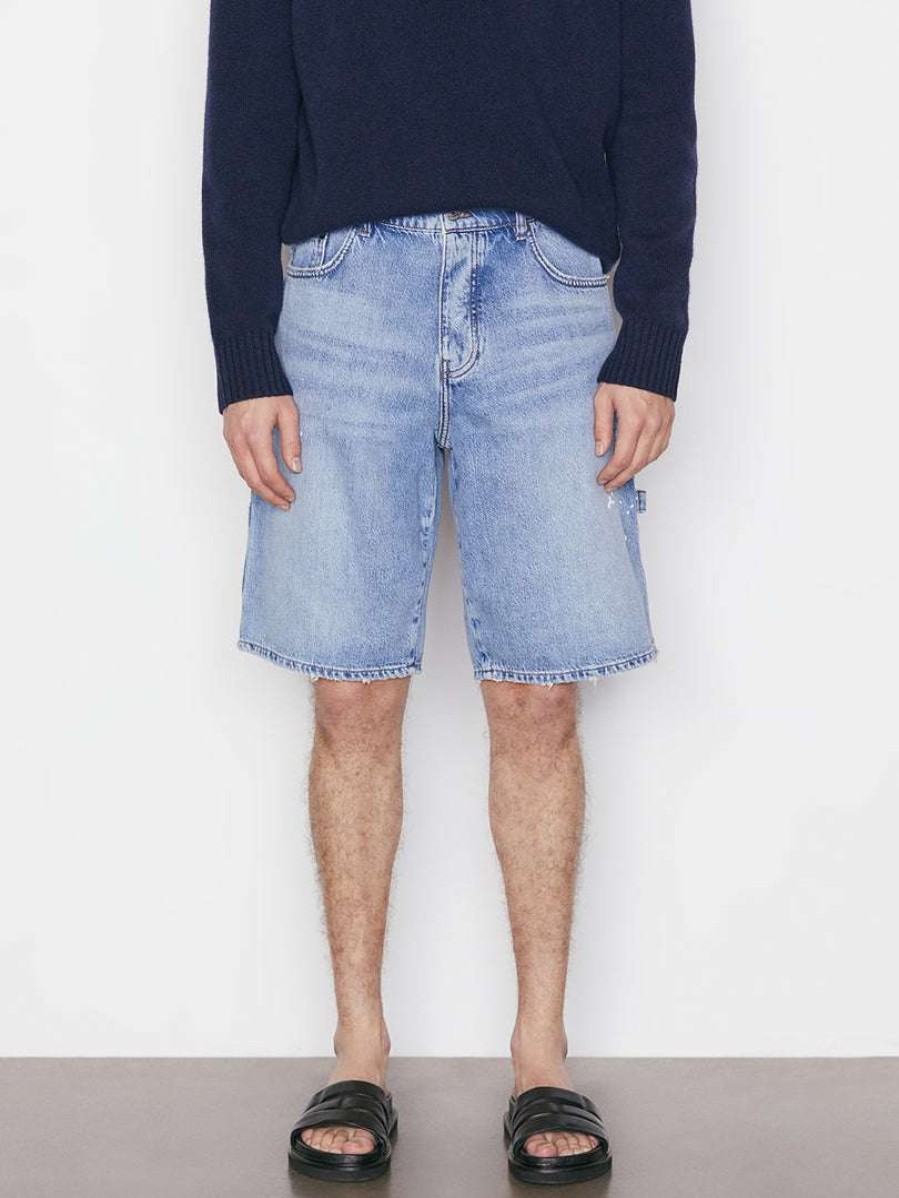 Men * | Hot Sale Frame-Denim Cargo Denim Short — Men Blue Washed