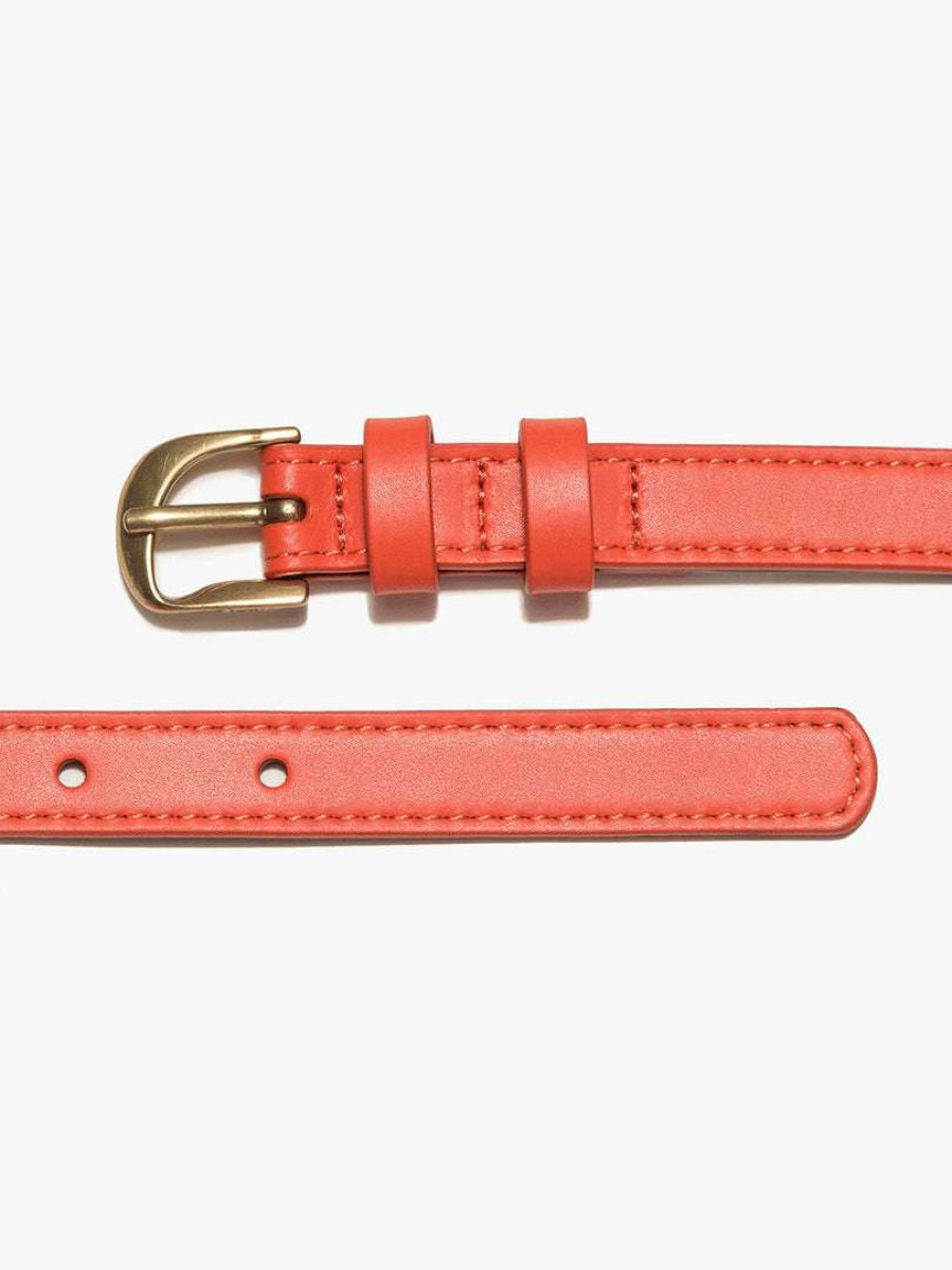 Women * | Hot Sale Frame-Denim Twist Buckle Belt — Women Orange Crush