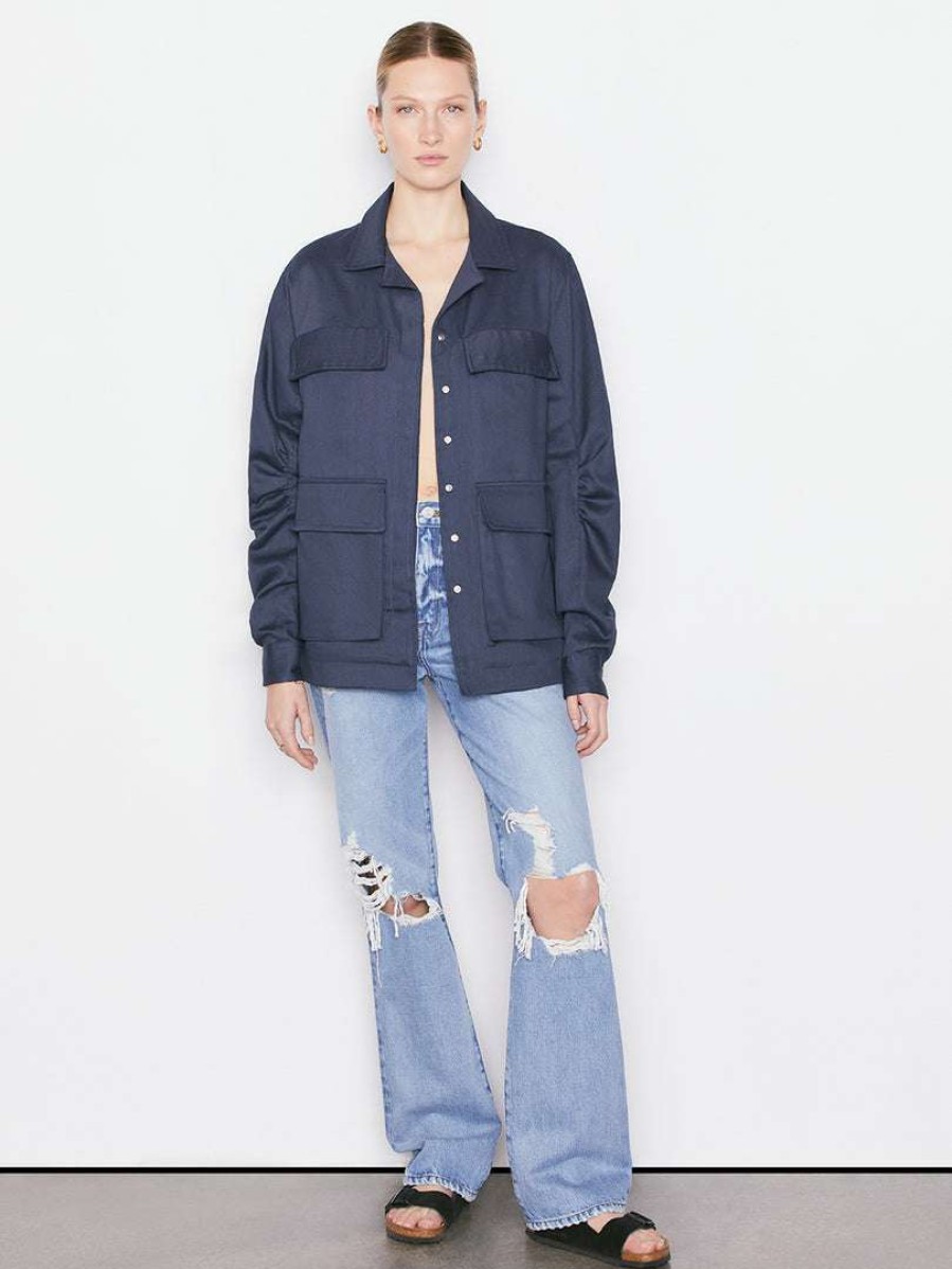 Women * | Budget Frame-Denim Utility Jacket — Navy