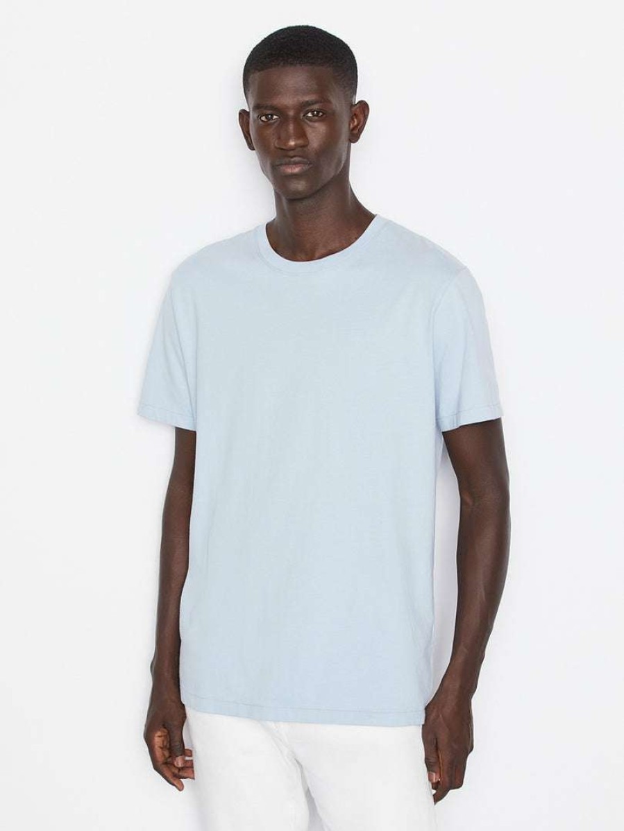 Men * | Best Pirce Frame-Denim Men Frame Logo Tee — Powder Blue