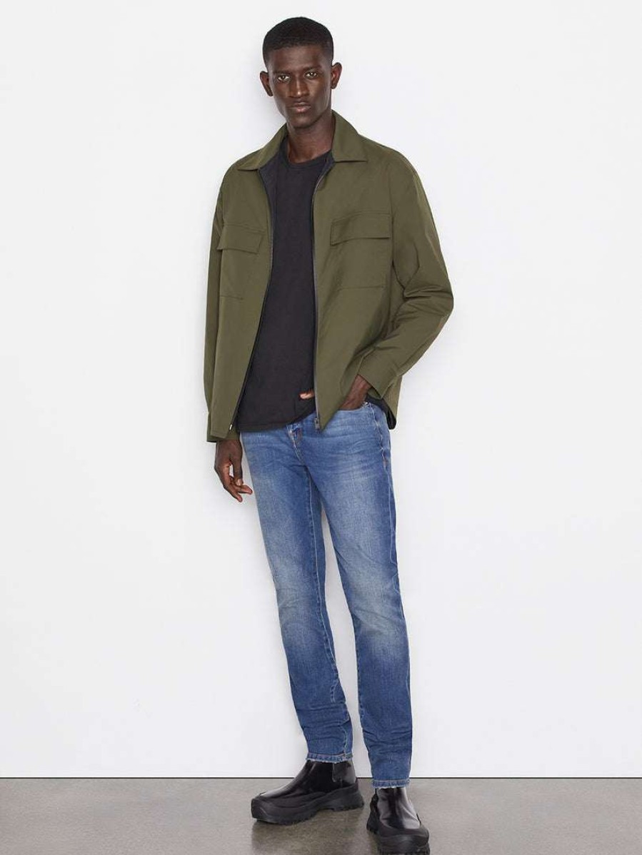 Men * | Promo Frame-Denim Men Tech Tailored Overshirt — Khaki Green