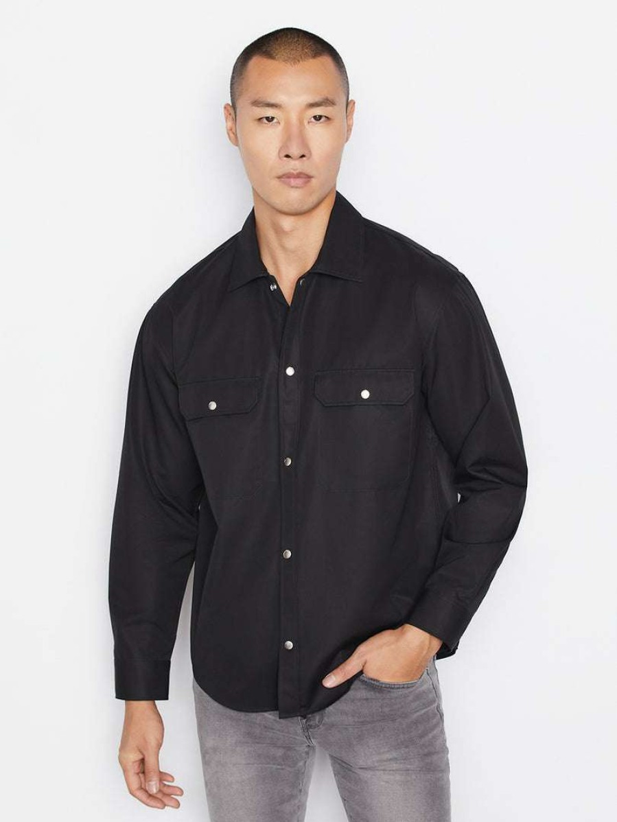 Men * | Outlet Frame-Denim Frame Plaque Shirt — Men Noir