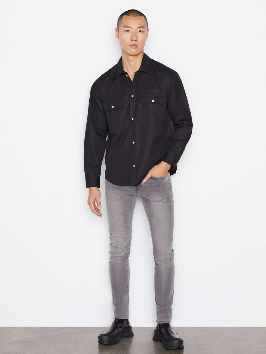 Men * | Outlet Frame-Denim Frame Plaque Shirt — Men Noir