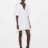 Women * | Best Sale Frame-Denim Eyelet Puff Sleeve Dress — Blanc