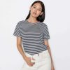 Women * | Wholesale Frame-Denim Striped Crewneck Tee — Navy Multi