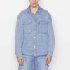 Men * | Flash Sale Frame-Denim Men Oversized Denim Shirt — Blue Washed