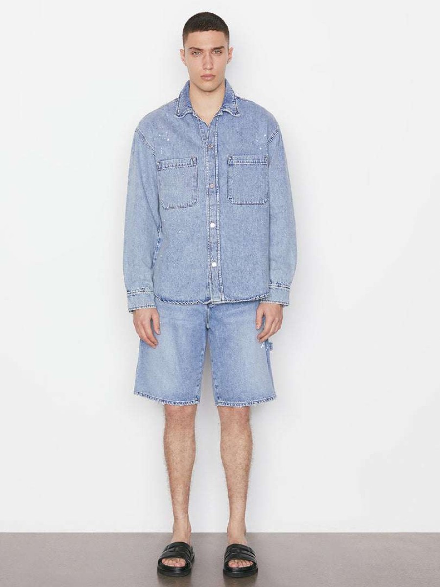 Men * | Flash Sale Frame-Denim Men Oversized Denim Shirt — Blue Washed