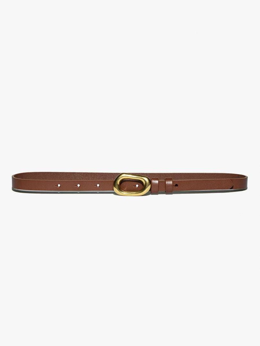 Women * | Hot Sale Frame-Denim Women Petit Organic Shape Belt — Tobacco