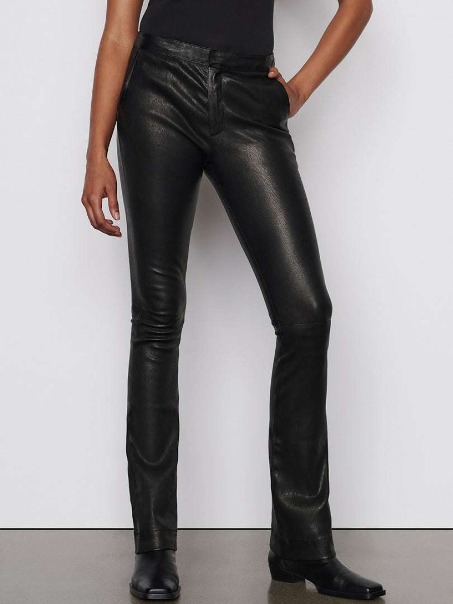 Women * | Promo Frame-Denim Le Serge Leather Trouser — Women Noir