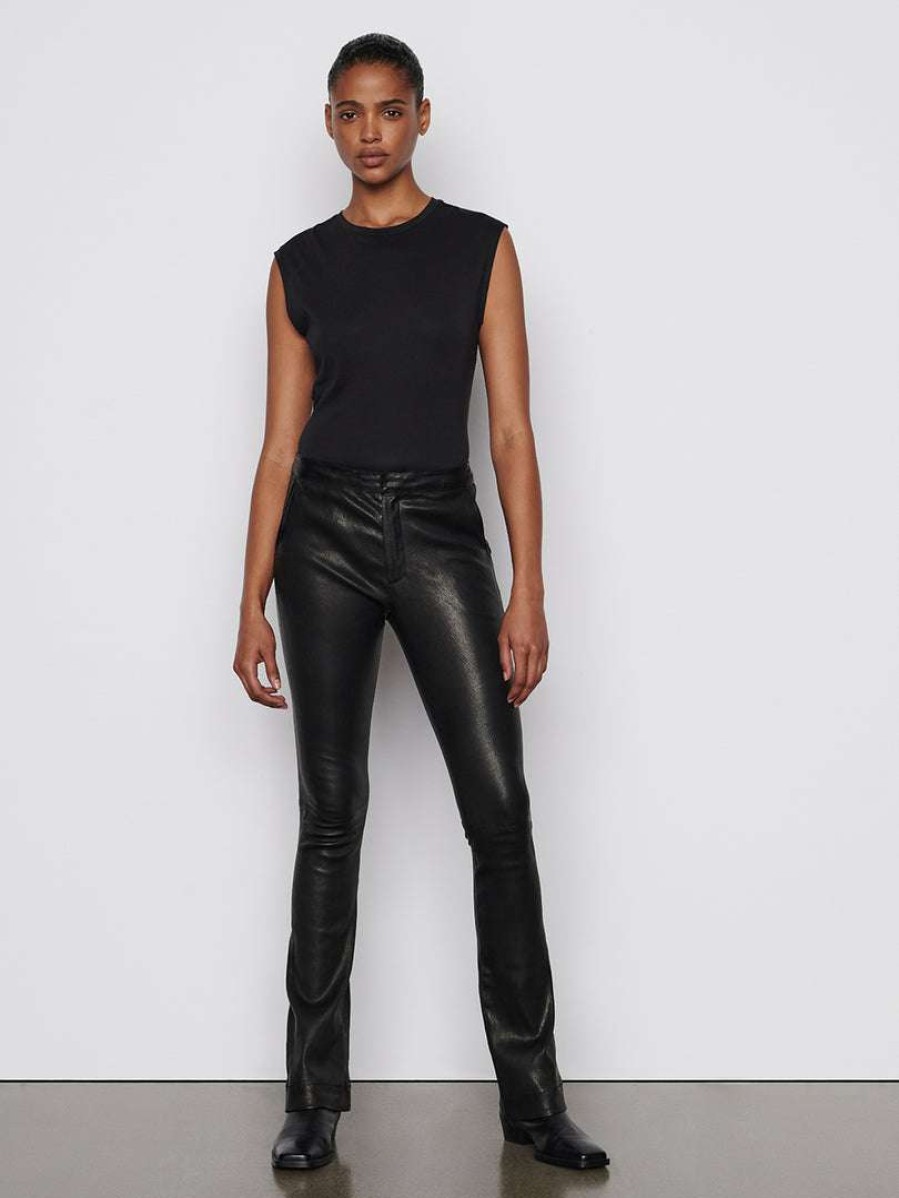 Women * | Promo Frame-Denim Le Serge Leather Trouser — Women Noir