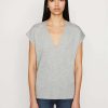 Women * | Best Sale Frame-Denim Women Le Mid Rise V Neck Tee — Gris Heather